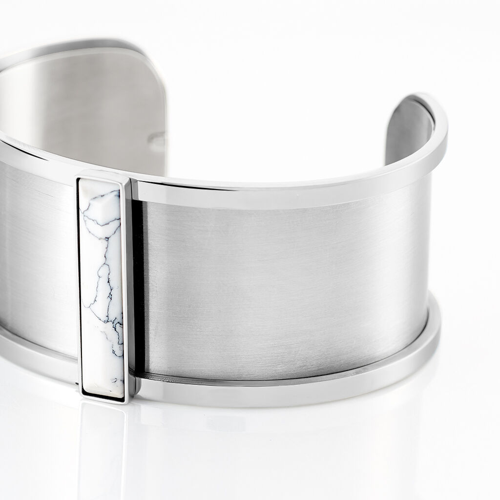 Bracelet Jonc Melvyna Acier Blanc Pierre De Synthese - Bracelets joncs Femme | Histoire d&rsquo;Or
