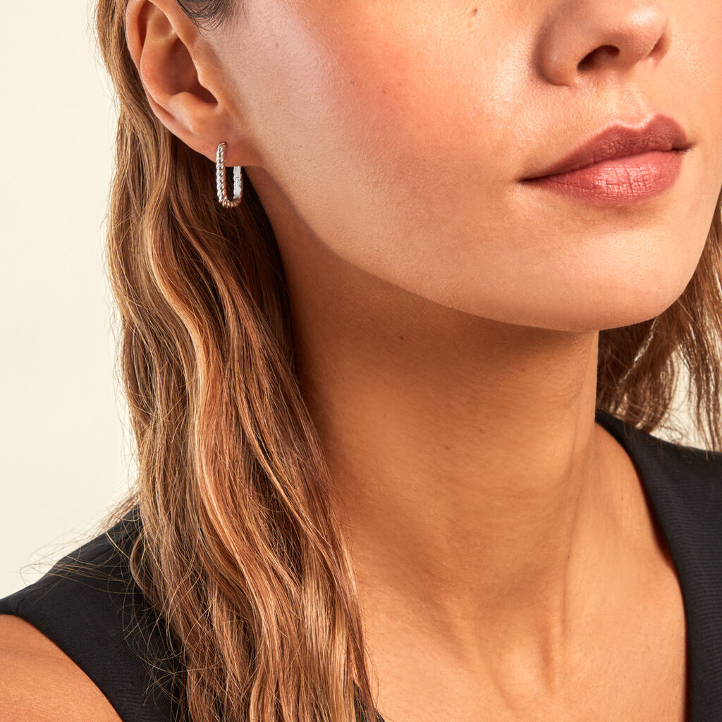 Créoles Hari Argent Argenté - Boucles d'oreilles créoles Femme | Histoire d’Or