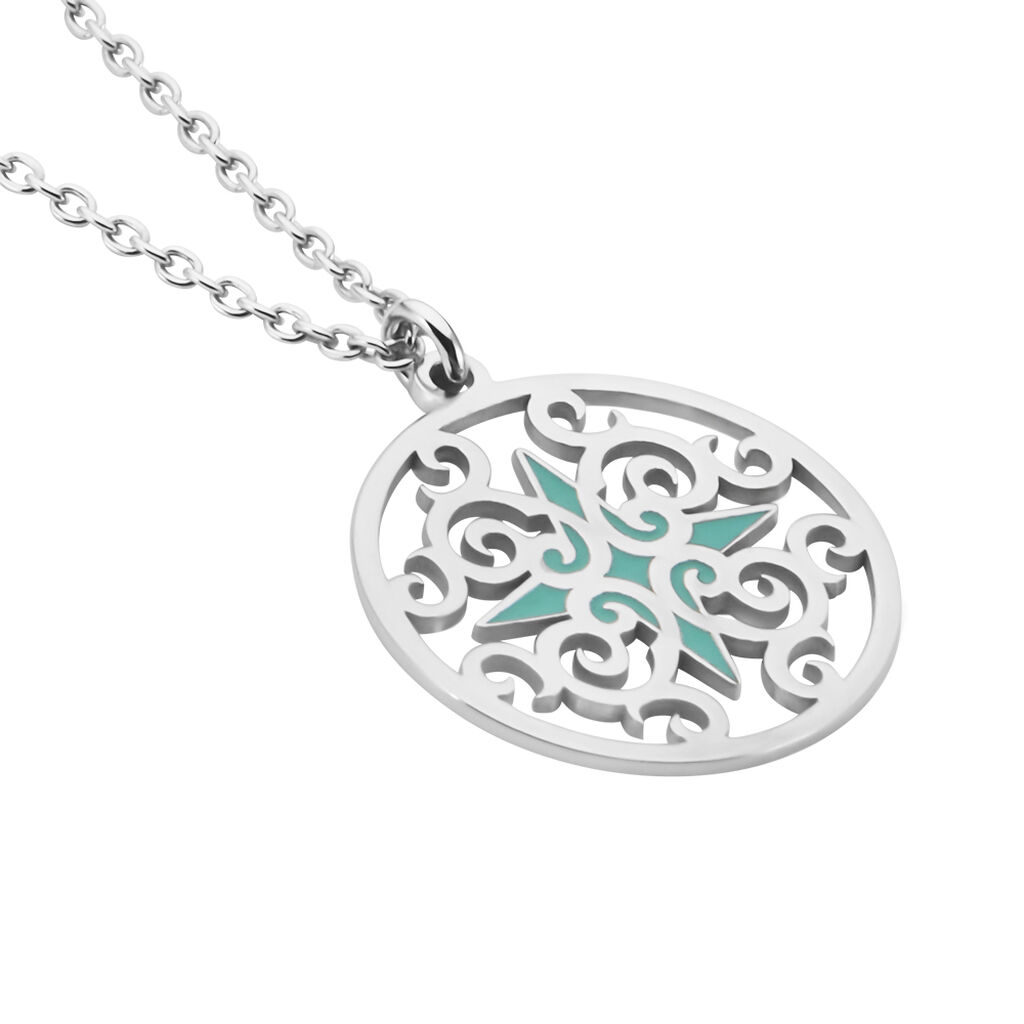 Collier Krysia Argent Blanc Email Turquoise - Colliers fantaisie Femme | Histoire d’Or