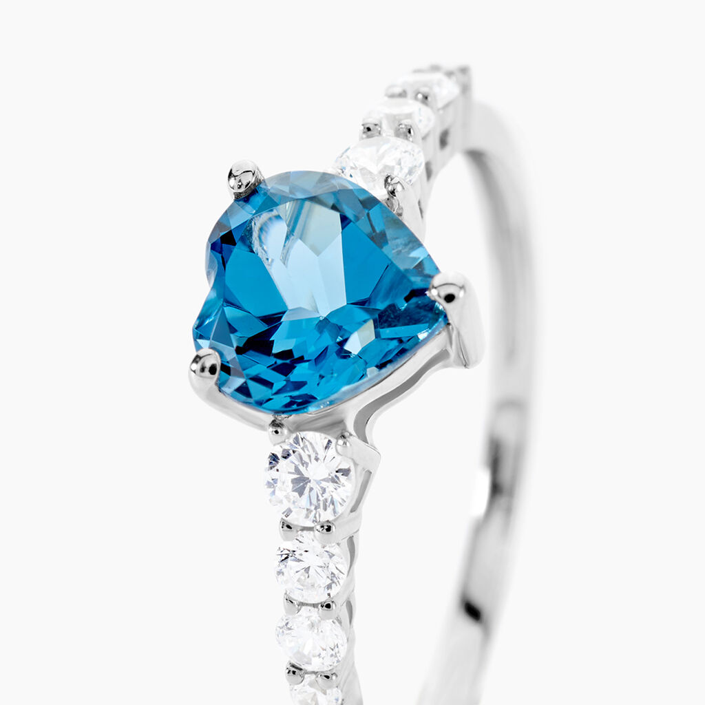 Bague Or Blanc Fany Topaze Oxydes De Zirconium - Bagues solitaires Femme | Histoire d’Or