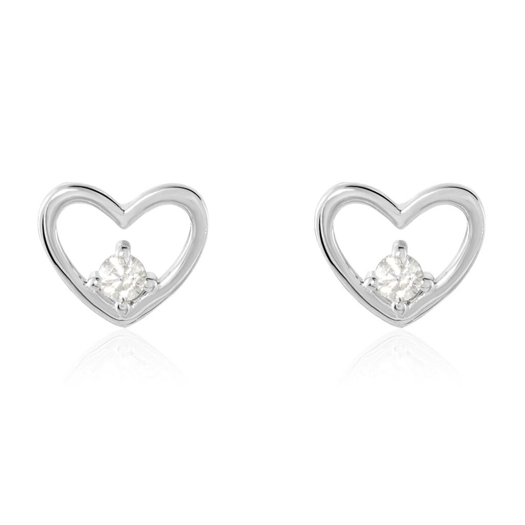 Boucles D'oreilles Puces Argent Blanc Sabino Oxydes De Zirconium - Boucles d'oreilles fantaisie Femme | Histoire d&rsquo;Or