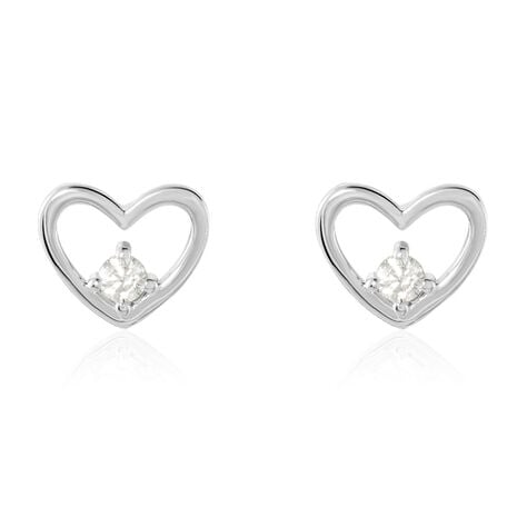Boucles D'oreilles Puces Argent Blanc Sabino Oxydes De Zirconium - Boucles d'oreilles fantaisie Femme | Histoire d&rsquo;Or