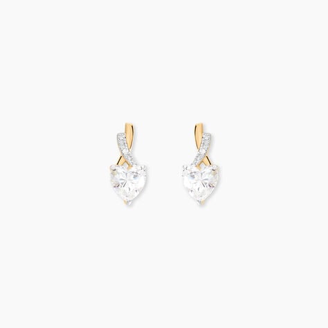 Boucles D'oreilles Puces Clothilde Or Jaune Oxyde De Zirconium - Clous d'oreilles Femme | Histoire d&rsquo;Or