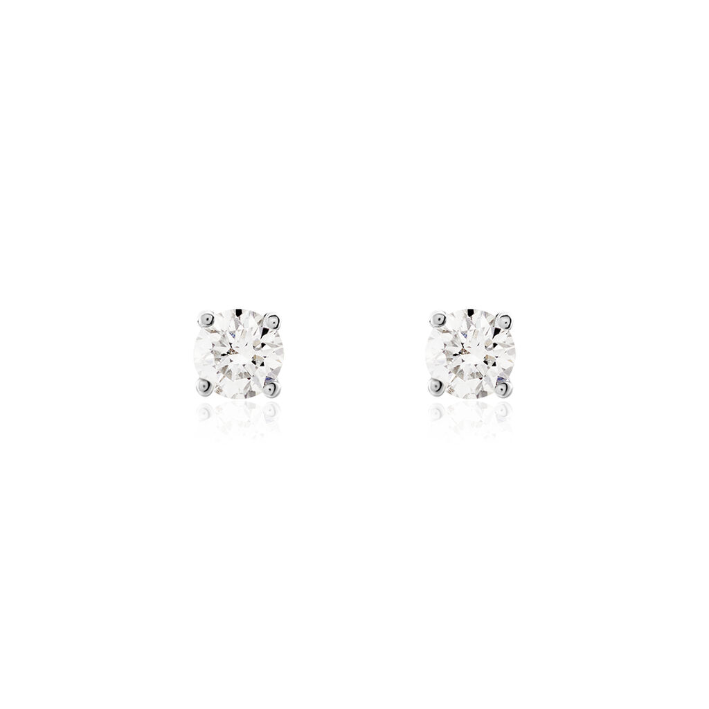 Boucles D'oreilles Puces Victoria Platine Blanc Diamant - Clous d'oreilles Famille | Histoire d’Or