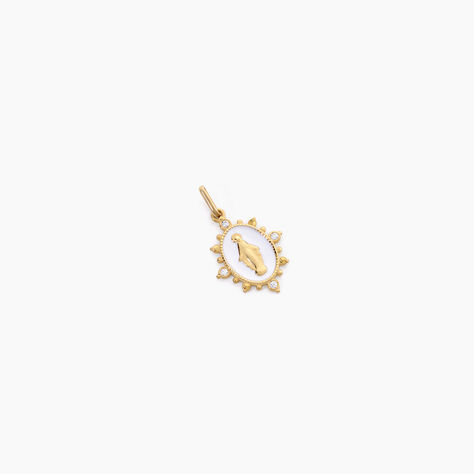 Pendentif Fedele Argent Dor&eacute; A L'Or 750/1000 Oxyde De Zirconium - Pendentifs Communion Femme | Histoire d&rsquo;Or