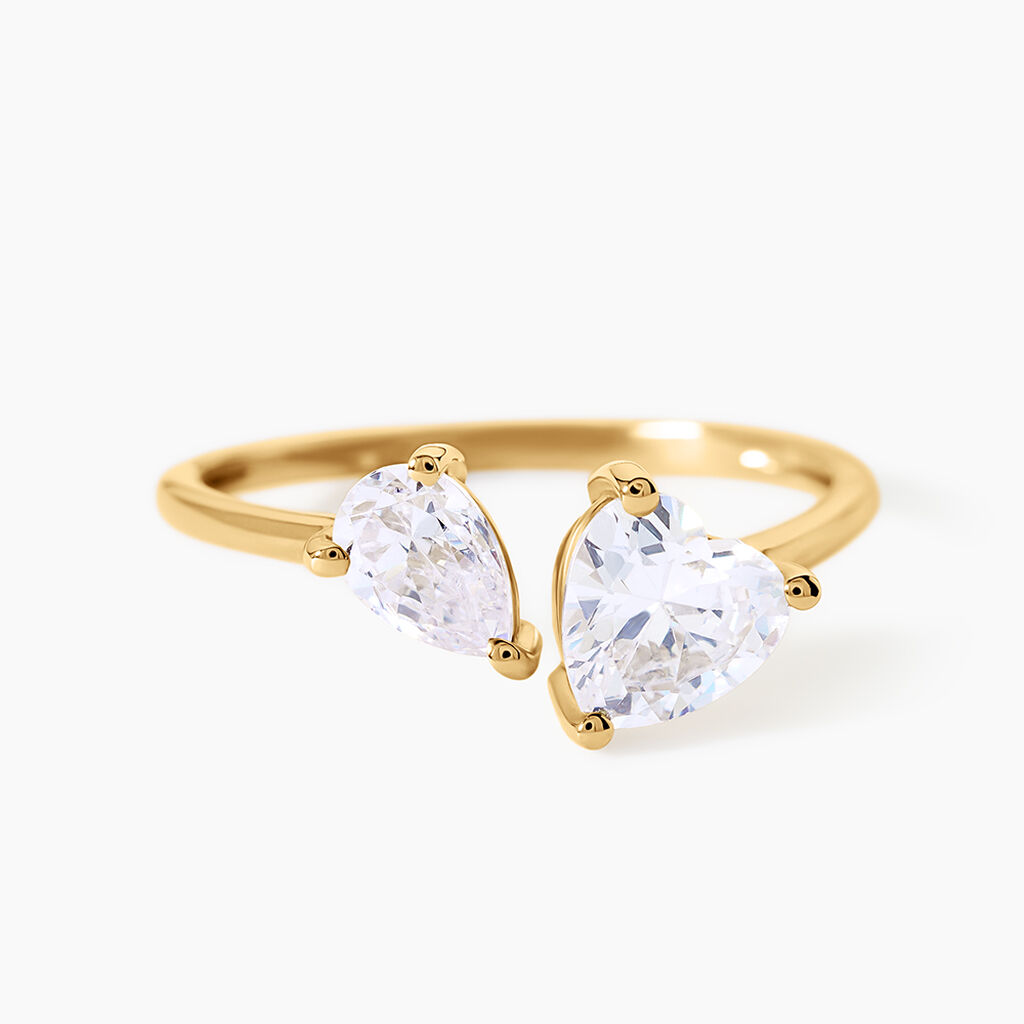 Bague Evika Argent Dor&eacute; A L'Or 750/1000 Oxyde De Zirconium - Bagues avec pierre Femme | Histoire d&rsquo;Or