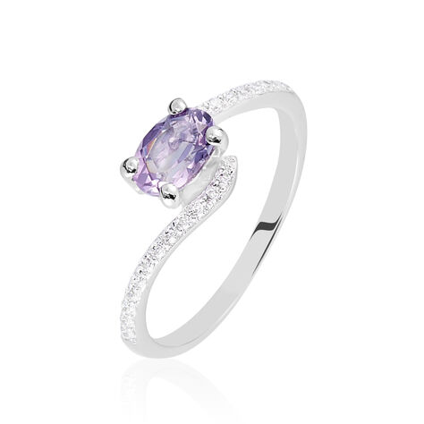 Bague Loriane Or Blanc Amethyste Et Oxyde De Zirconium - Bagues solitaires Femme | Histoire d’Or