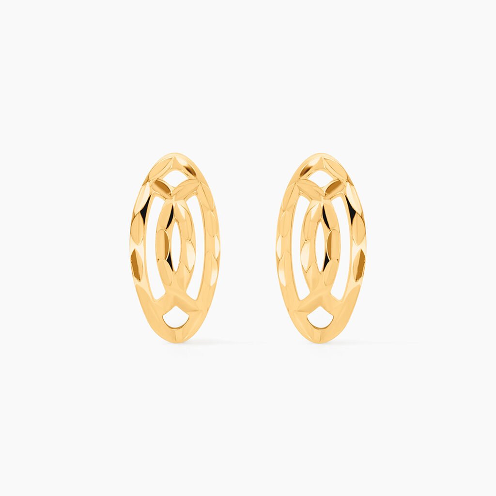 Boucles D'oreilles Puces Elodile Ovale Or Jaune - Clous d'oreilles Femme | Histoire d’Or