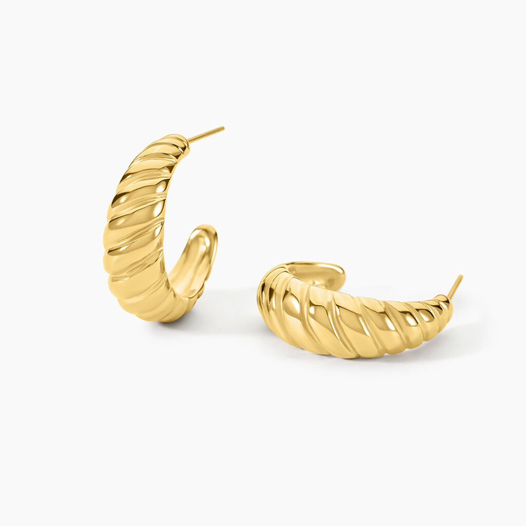 Créoles Marjo Acier Jaune - Boucles d'oreilles créoles Femme | Histoire d’Or