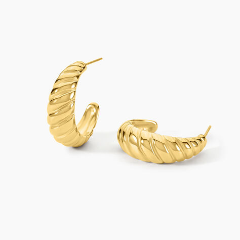 Créoles Marjo Acier Jaune - Boucles d'oreilles créoles Femme | Histoire d’Or