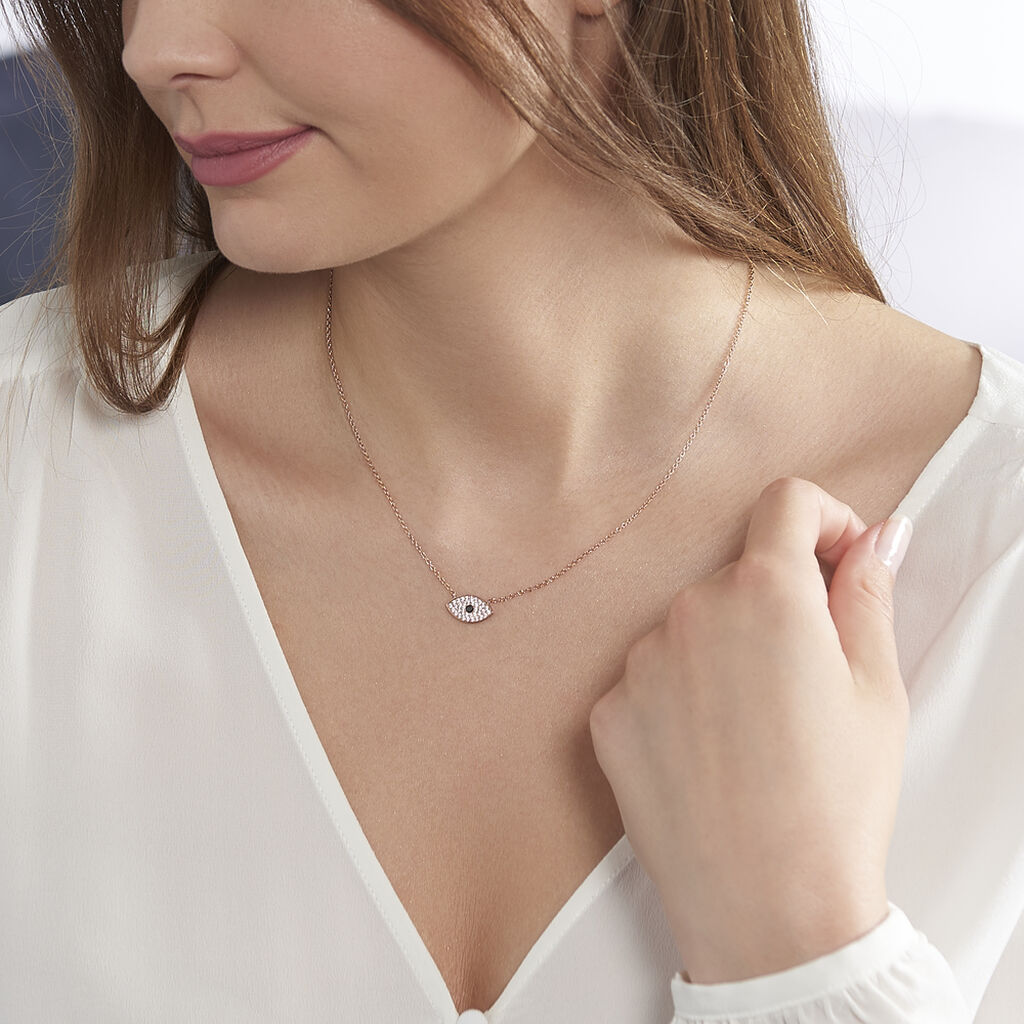 Collier Eldia Argent Rose Oxyde De Zirconium Diamant - Colliers fantaisie Femme | Histoire d’Or
