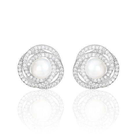 Boucles D'oreilles Pendantes Matilda Argent  Perle Culture Et Oxyde - Boucles d'oreilles pendantes Femme | Histoire d&rsquo;Or