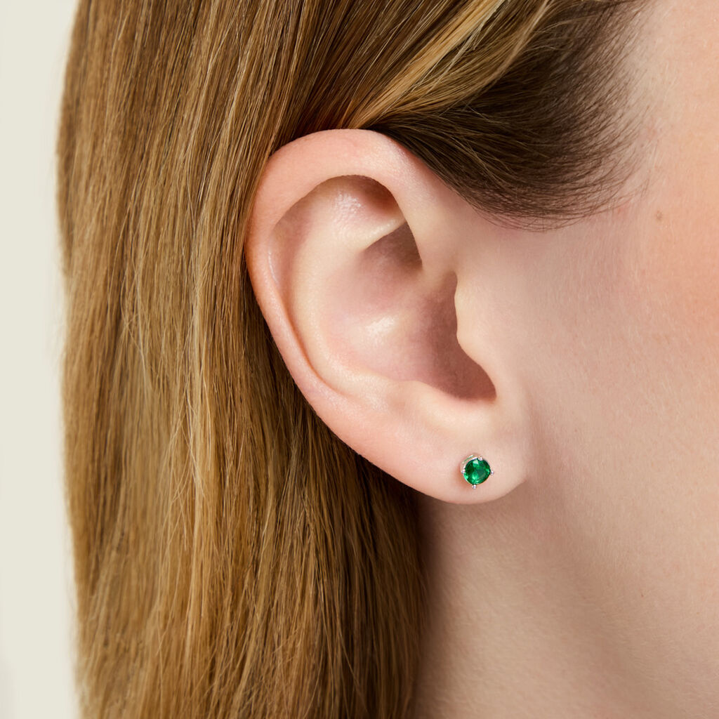 Boucles D'oreilles Puces Argent Blanc Dwight Oxydes De Zirconium - Boucles d'oreilles empierr&eacute;es Femme | Histoire d&rsquo;Or