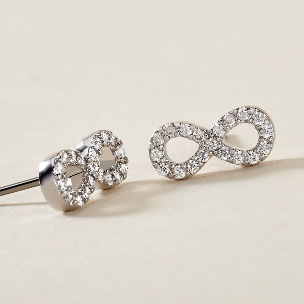 Boucles D'oreilles Puces Terah Argent Blanc Oxyde De Zirconium - Boucles d'oreilles fantaisie Femme | Histoire d’Or