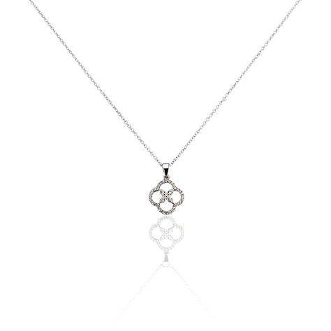 Collier Rose Argent Blanc Oxyde De Zirconium - Colliers fantaisie Femme | Histoire d’Or