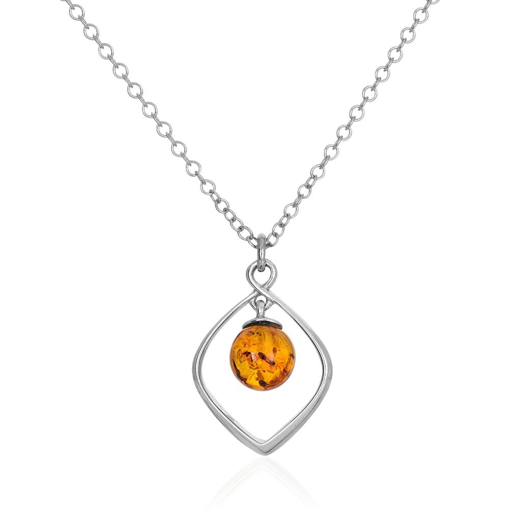 Collier Iva Argent Blanc Ambre - Colliers fantaisie Femme | Histoire d&rsquo;Or
