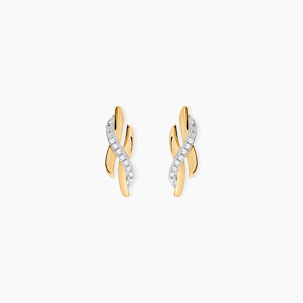 Boucles D'oreilles Puces Ester Or Jaune Diamant - Clous d'oreilles Femme | Histoire d&rsquo;Or