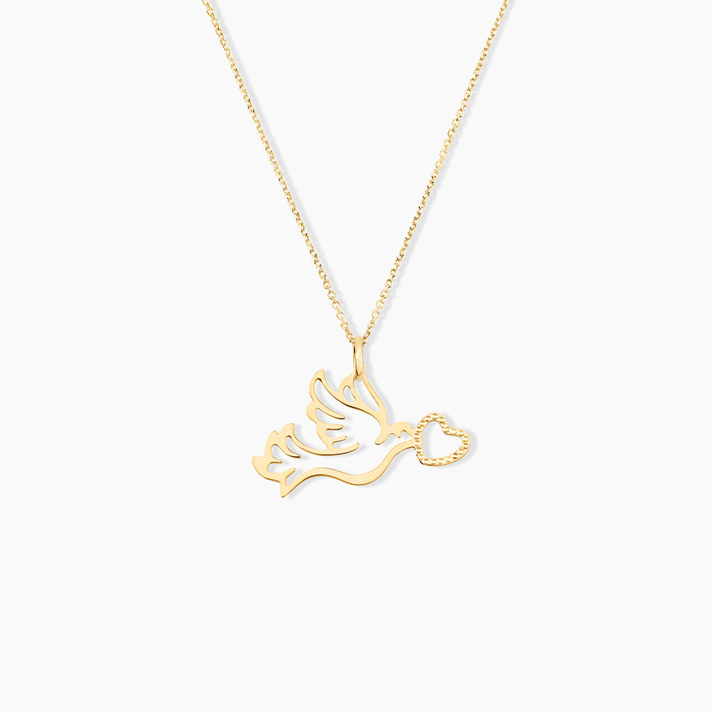 Pendentif Guecha Colombe Et Coeur Or Jaune - Pendentifs Femme | Histoire d’Or