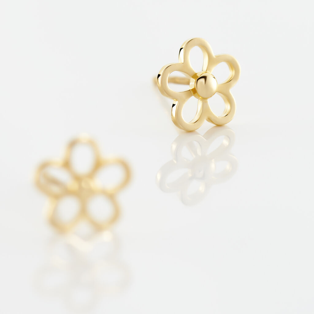 Boucles D'oreilles Puces Philine Fleur Or Jaune - Clous d'oreilles Famille | Histoire d&rsquo;Or