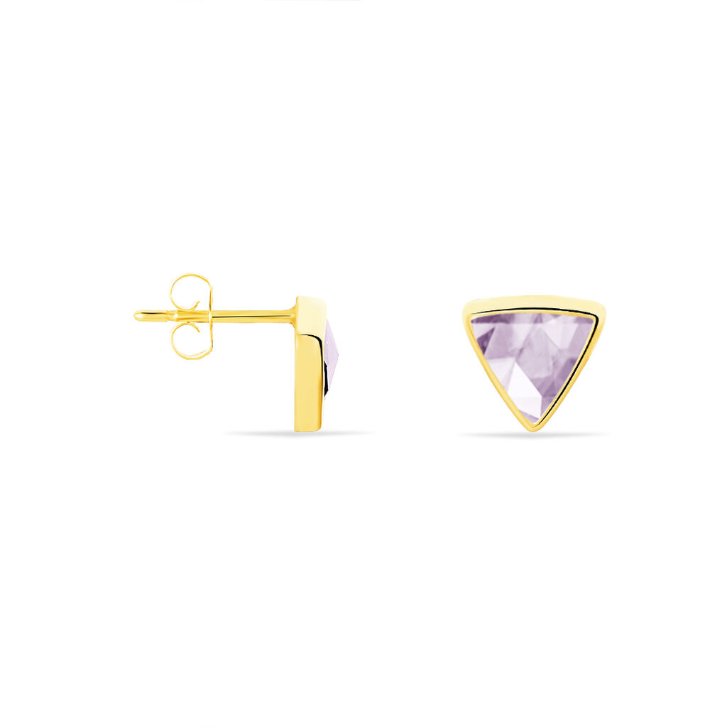 Boucles D'oreilles Puces Juliete Or Jaune Amethyste - Clous d'oreilles Femme | Histoire d’Or