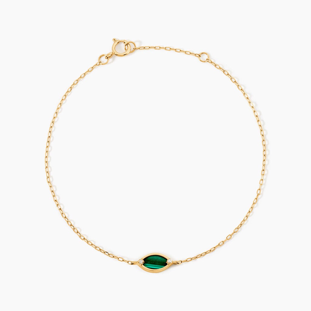 Bracelet Lucky Gems Or Jaune Malachite Oxyde De Zirconium - F&ecirc;te des m&egrave;res Femme | Histoire d&rsquo;Or