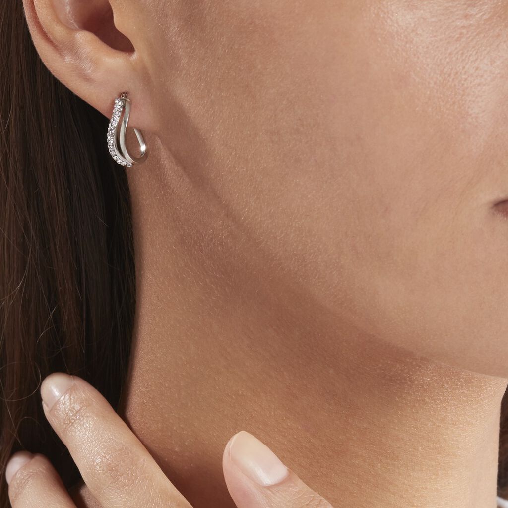 Créoles Hekate Or Blanc Strass - Boucles d'oreilles créoles Femme | Histoire d’Or