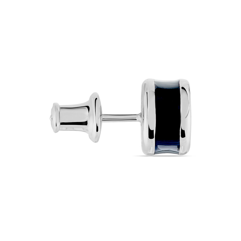 Boucle D'oreille Puce Unitaire Maurus Argent Blanc Email - Boucles d'oreilles fantaisie Homme | Histoire d’Or