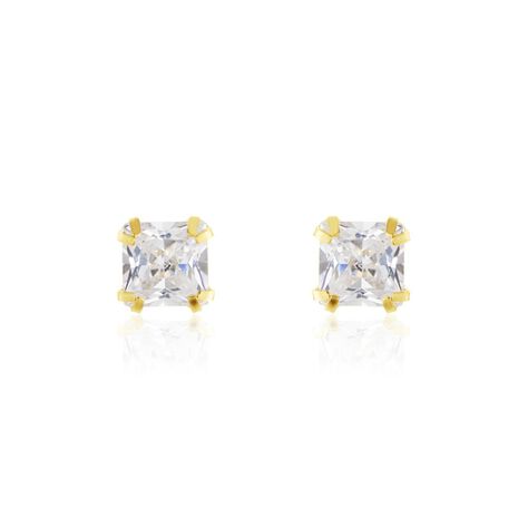Boucles D'oreilles Puces Or Jaune Doreen Oxydes De Zirconium - Clous d'oreilles Famille | Histoire d’Or