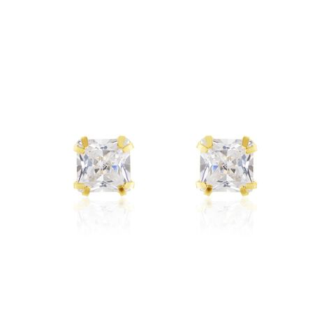 Boucles D'oreilles Puces Or Jaune Doreen Oxydes De Zirconium - Clous d'oreilles Famille | Histoire d’Or