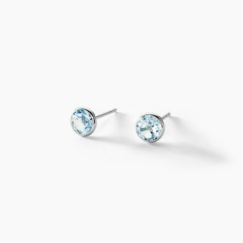 Boucles D'oreilles Puces Edy Serti Clos Or Blanc Topaze - Clous d'oreilles Femme | Histoire d&rsquo;Or
