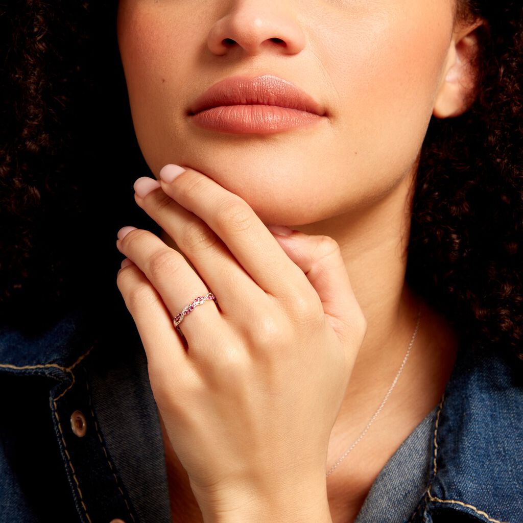 Bague Sofia Or Blanc Rubis Et Diamant - Bagues avec pierre Femme | Histoire d’Or