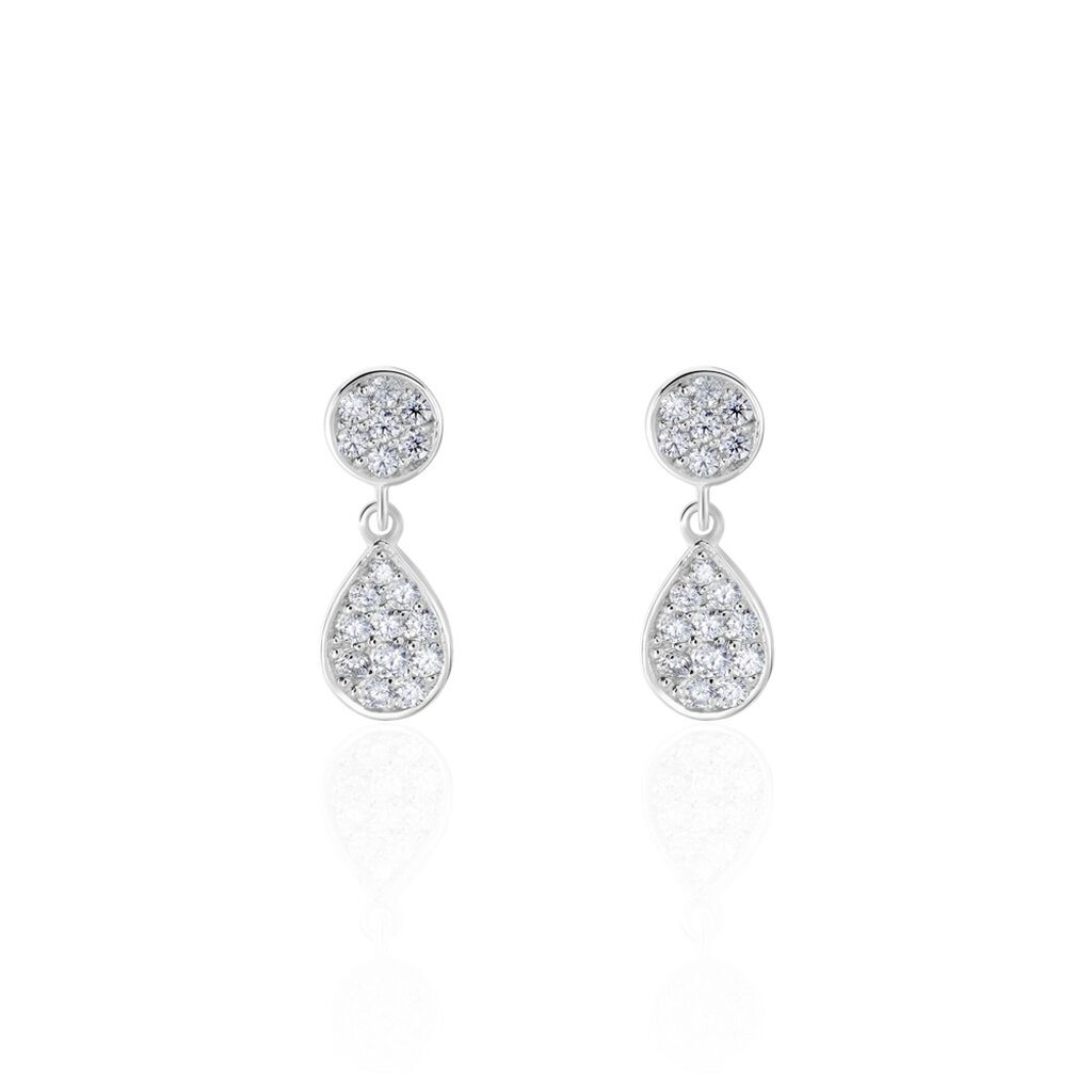 Boucles D'oreilles Pendantes Aletha Argent Blanc Oxyde De Zirconium - Boucles d'oreilles fantaisie Femme | Histoire d’Or