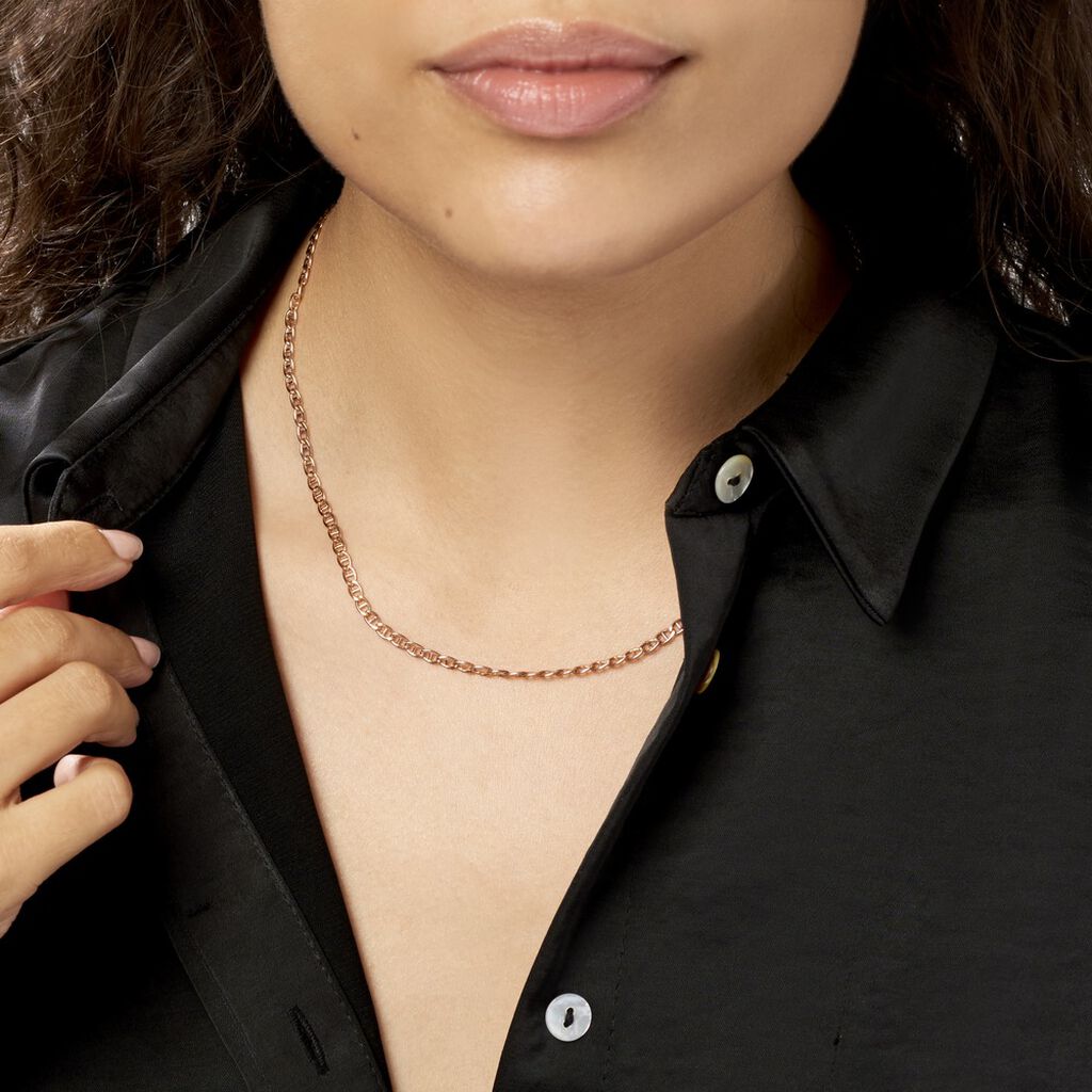 Collier Capucin Or Rose Maille Marine Plate - Chaines Femme | Histoire d’Or