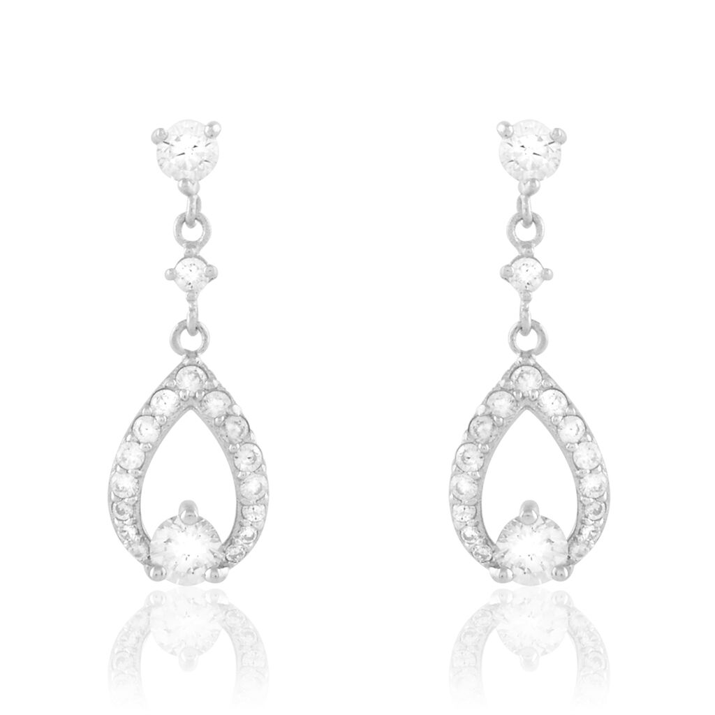 Boucles D'oreilles Pendantes Istanbul Argent Blanc Oxyde De Zirconium - Boucles d'oreilles fantaisie Femme | Histoire d’Or