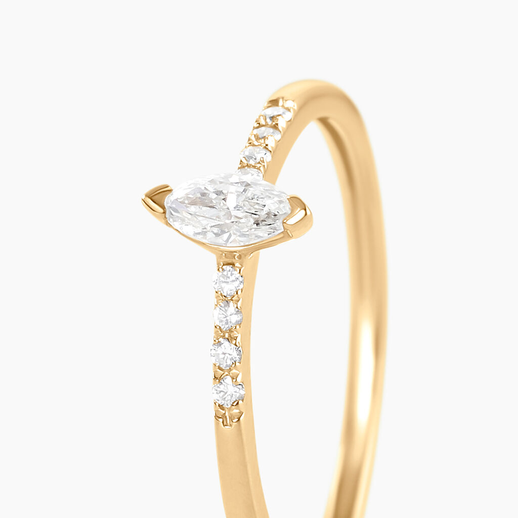 Bague Thelonius Or Jaune Diamant Synth&eacute;tique - Bagues solitaires Femme | Histoire d&rsquo;Or