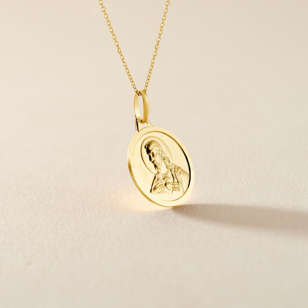 Pendentif Christ Or Jaune - Pendentifs Bapt&ecirc;me Famille | Histoire d&rsquo;Or