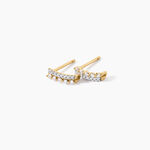 Boucles D'Oreilles Puces The Crown Argent Dor&eacute; A L'Or 750/1000 Oxyde De Zirconium - Clous d'oreilles Femme | Histoire d&rsquo;Or