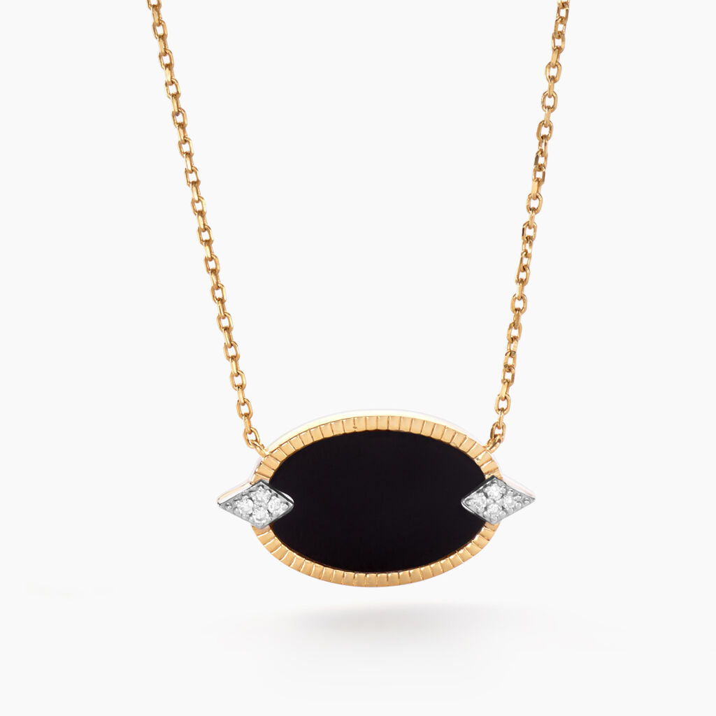 Collier Tahina Or Jaune Onyx Diamant - Colliers Femme | Histoire d’Or