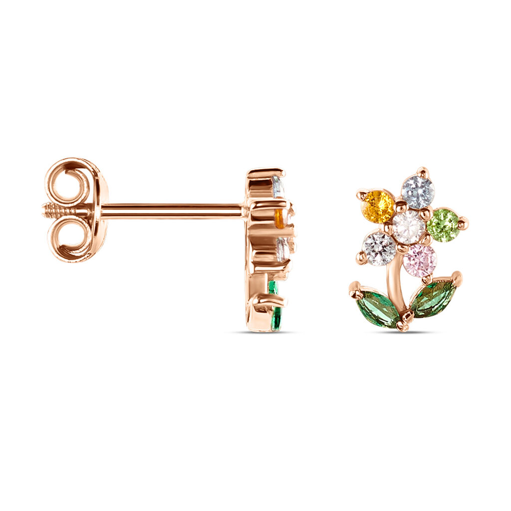 Boucles D'oreilles Puces Moana Argent Rose Oxyde De Zirconium - Boucles d'oreilles fantaisie Femme | Histoire d’Or