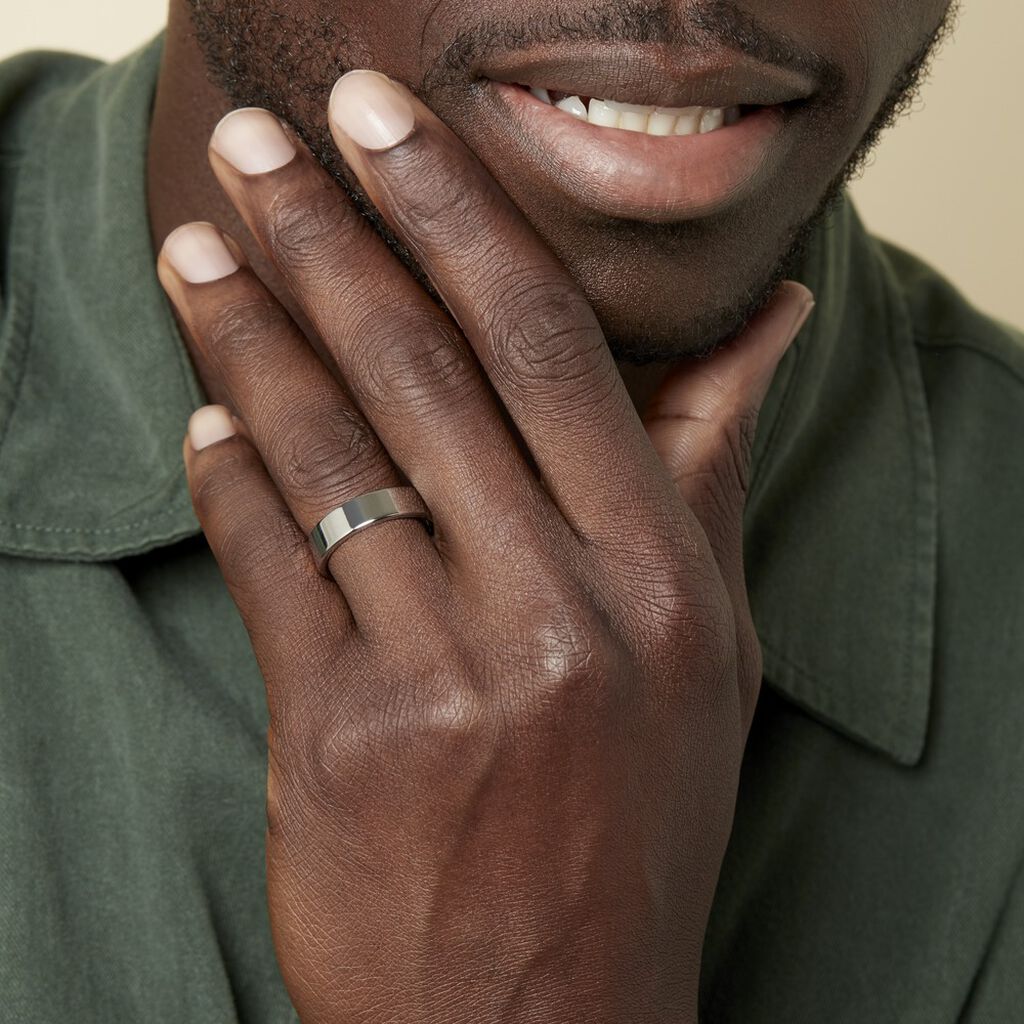 Bague Jourdan Ahou Acier Blanc Diamant - Bagues avec pierre Homme | Histoire d’Or
