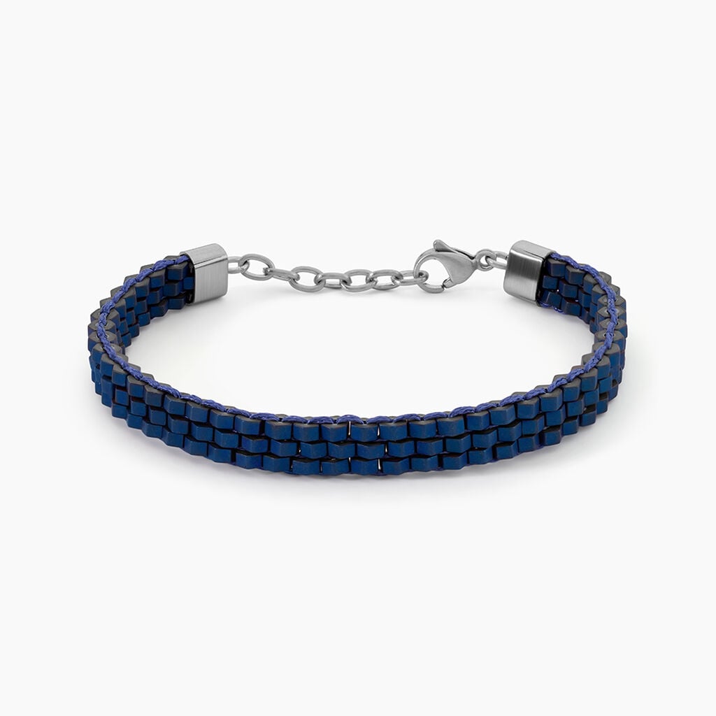 Bracelet Naturel Acier Argent&eacute; H&eacute;matite - Bracelets Pierre Homme | Histoire d&rsquo;Or