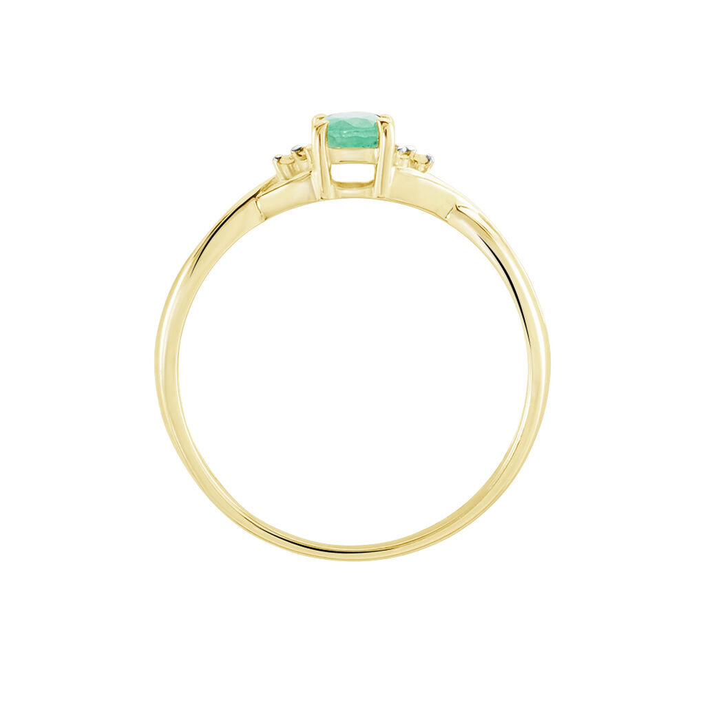 Bague Or Jaune Cassie Emeraude Diamants - Bagues solitaires Femme | Histoire d’Or