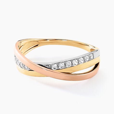 Bague Austyn Or Tricolore Oxyde De Zirconium - Bagues avec pierre Femme | Histoire d’Or