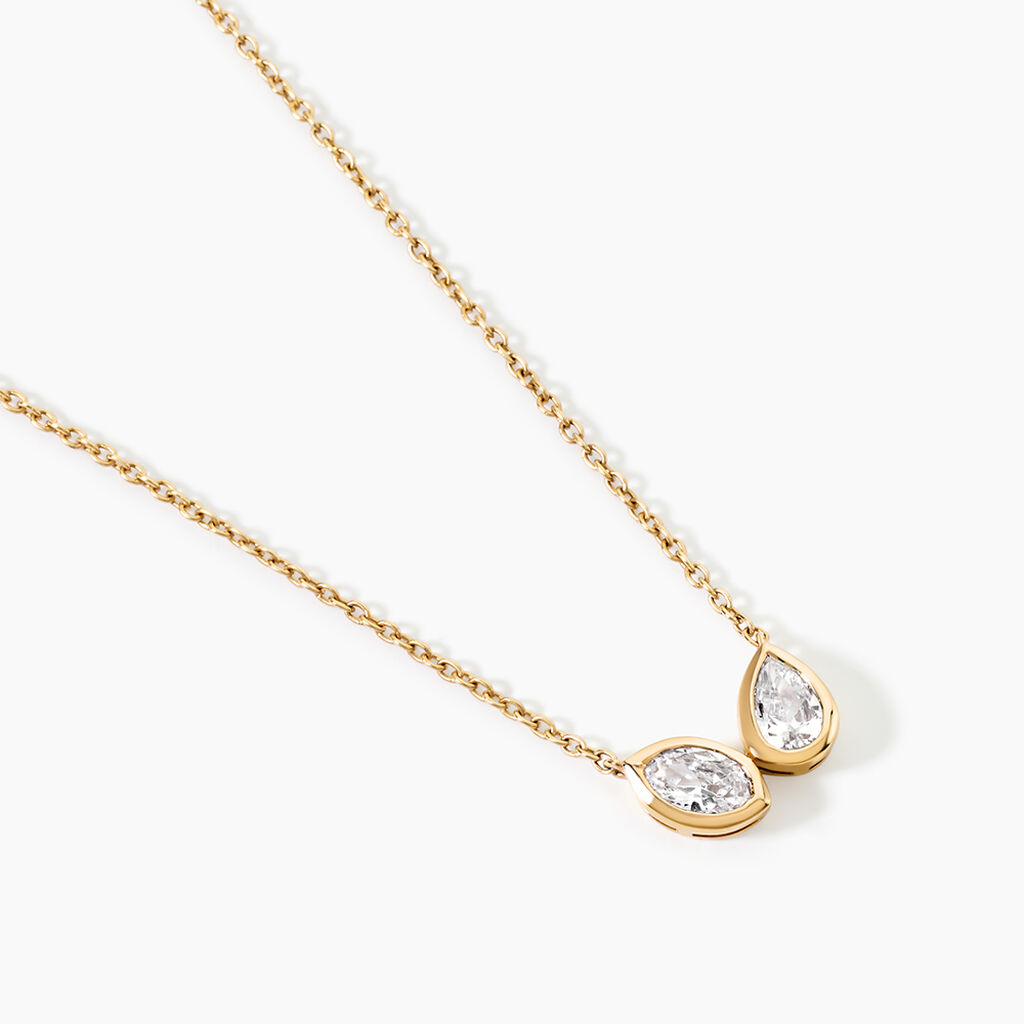 Collier Sunset Riviera Argent Dor&eacute; A L'Or 750/1000 Oxyde De Zirconium - Colliers Femme | Histoire d&rsquo;Or