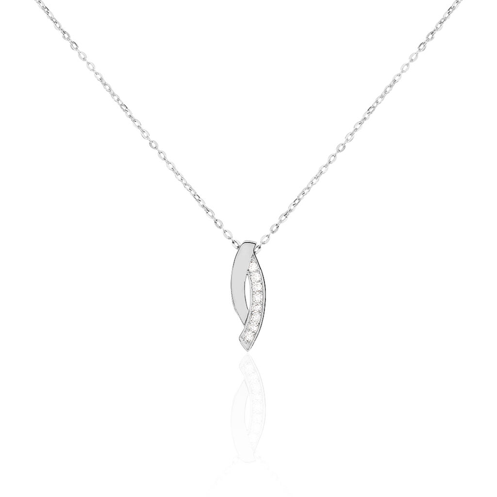 Collier Ange-line Argent Blanc Oxyde De Zirconium - Colliers fantaisie Femme | Histoire d&rsquo;Or