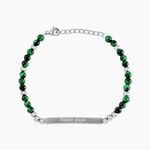 Bracelet Identit&eacute; Acier Blanc Boules Sebastino Agate - Bracelets Lithoth&eacute;rapie Homme | Histoire d&rsquo;Or