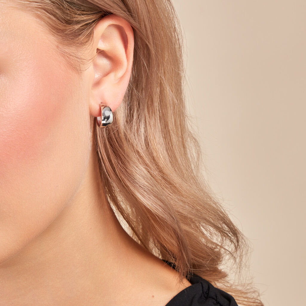 Créoles Two Argent Blanc - Boucles d'oreilles créoles Femme | Histoire d’Or