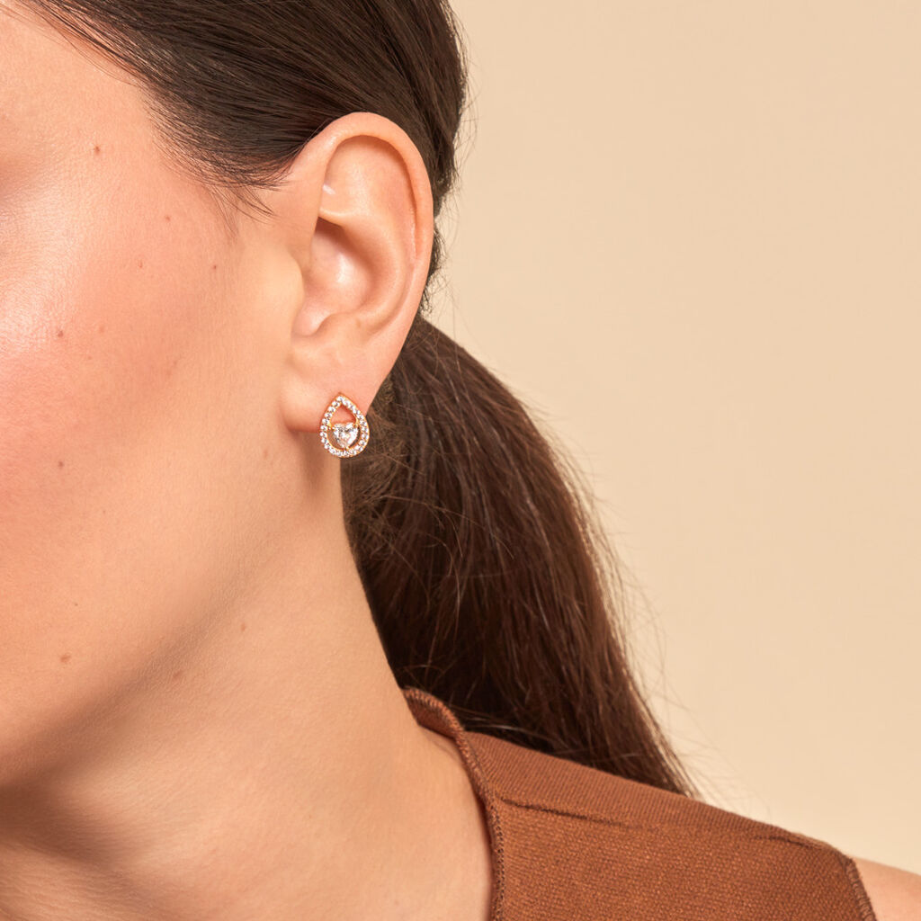 Boucles D'oreilles Puces Norig Plaqué Or Jaune Oxyde De Zirconium - Nouveautés Femme | Histoire d’Or