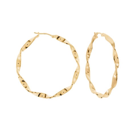 Cr&eacute;oles Lenna Torsad&eacute;e Plaqu&eacute; Or Jaune - Boucles d'oreilles cr&eacute;oles Femme | Histoire d&rsquo;Or