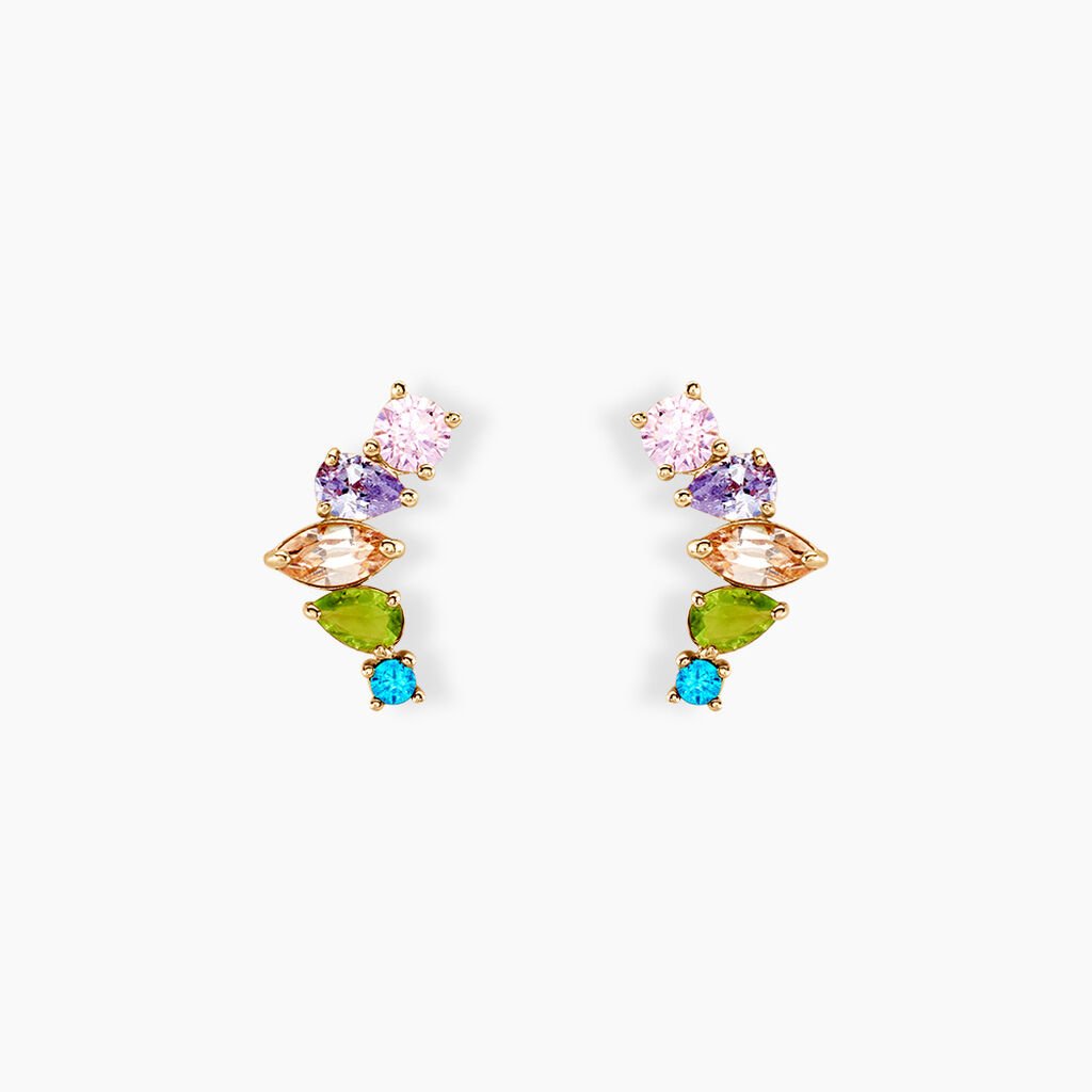 Boucles D'oreilles Puces Archelaus Or Jaune Oxyde De Zirconium - Clous d'oreilles Femme | Histoire d’Or